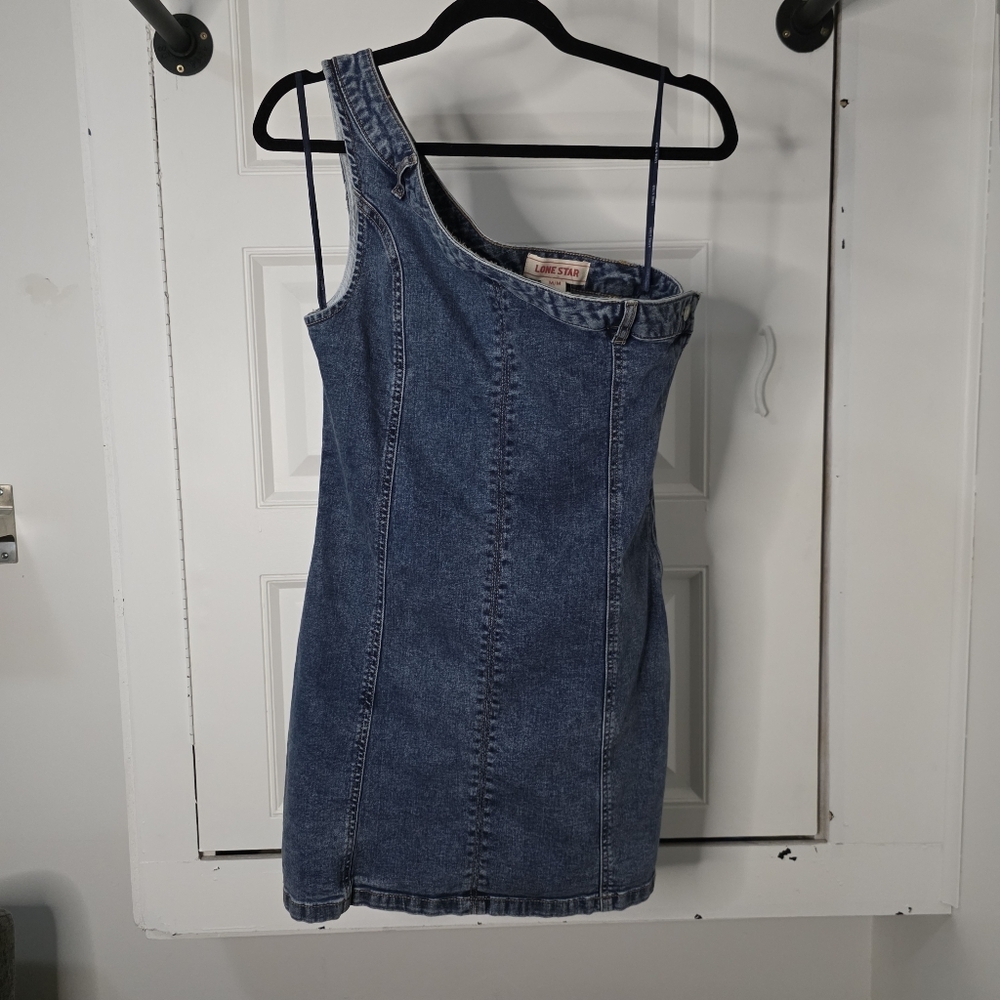 Lone Star One-Shoulder Denim Dress BNWOT